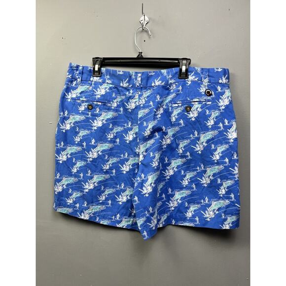 Southern‎ Proper Shorts Mens Sz 40 Blue Sportsman Collection Trout Print Chino - Picture 2 of 8